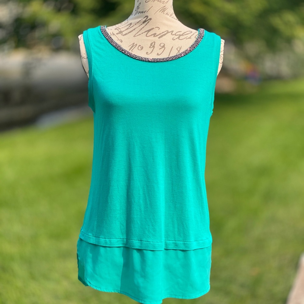 NWT Turquoise Apt 9 Long Hem Blouse With Bling M